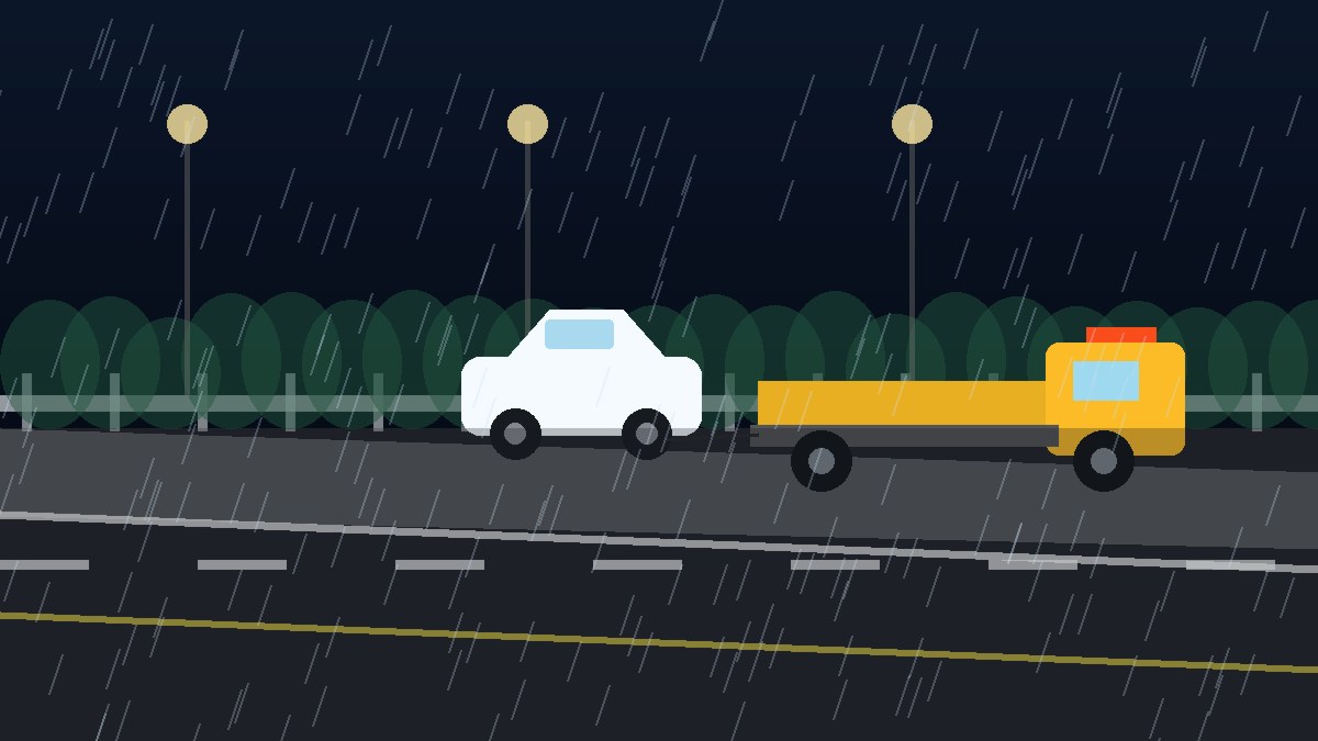綦江暴雨夜拖车救援现场图